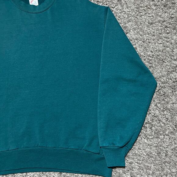 Vintage Blank Sweatshirt Crewneck Pullover 80s 90s Faded Green Medium - Picture 7 of 10